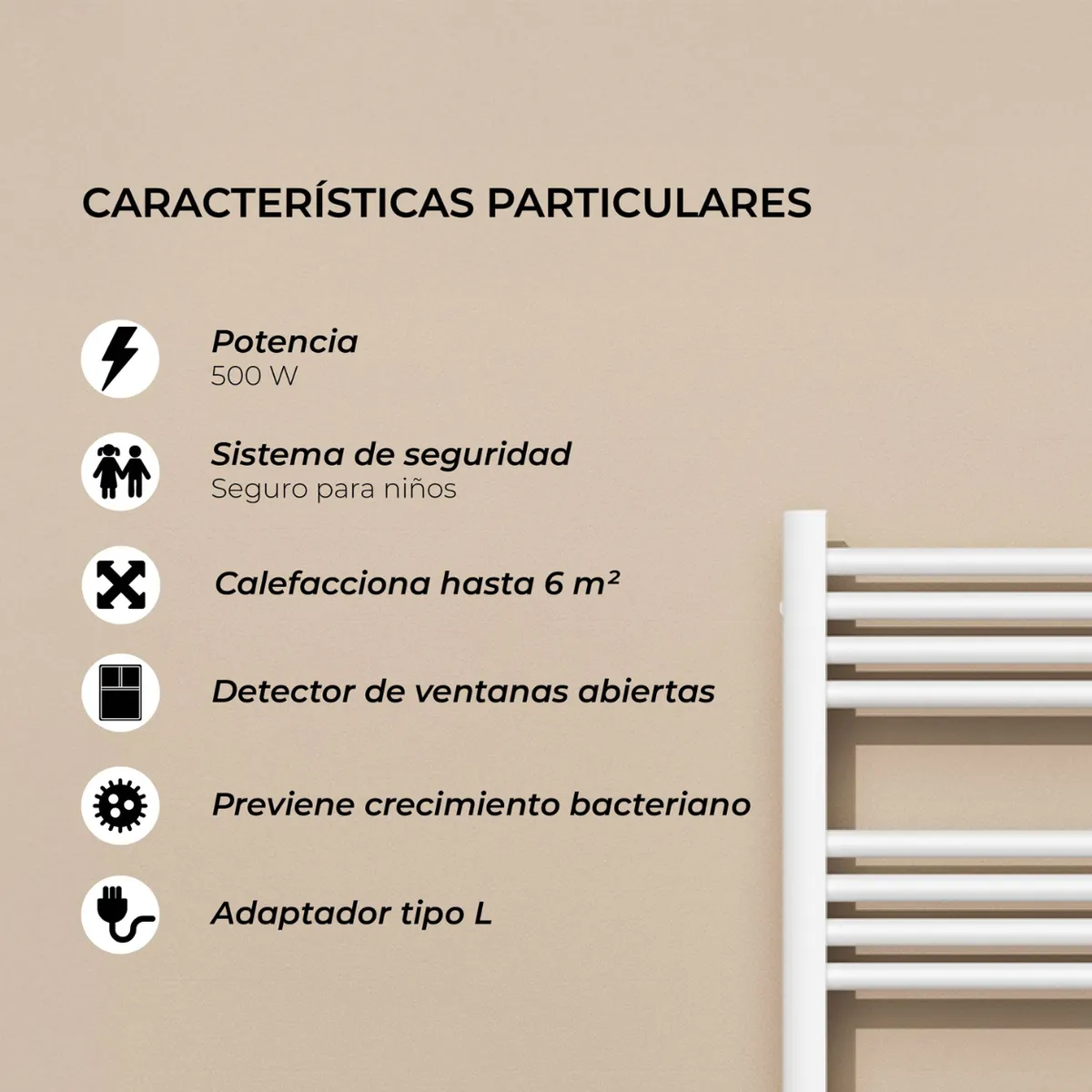 VERKEN - Secador de Toallas para Baño con WIFI - Calentador Toallero Eléctrico Mural -  Viglio Blanco