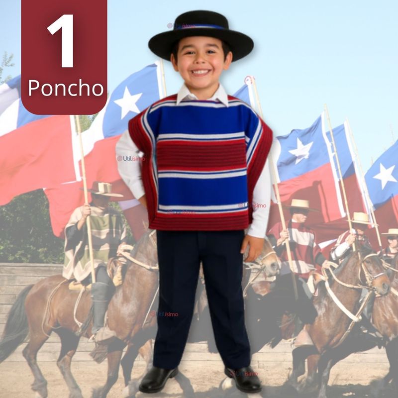 UTILISIMO - Poncho Manta Huaso Cueca Fiestas Patrias Para Niños