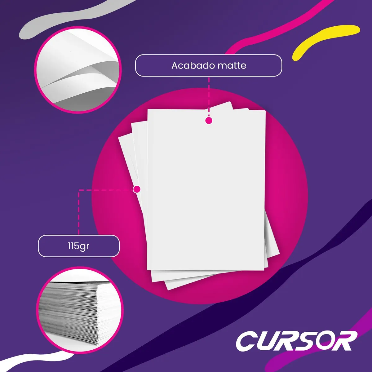 Papel Foto Alta Resolución Matte A3 115gr 50 Hojas - Blanco - A3, marca CURSOR - Foto 2