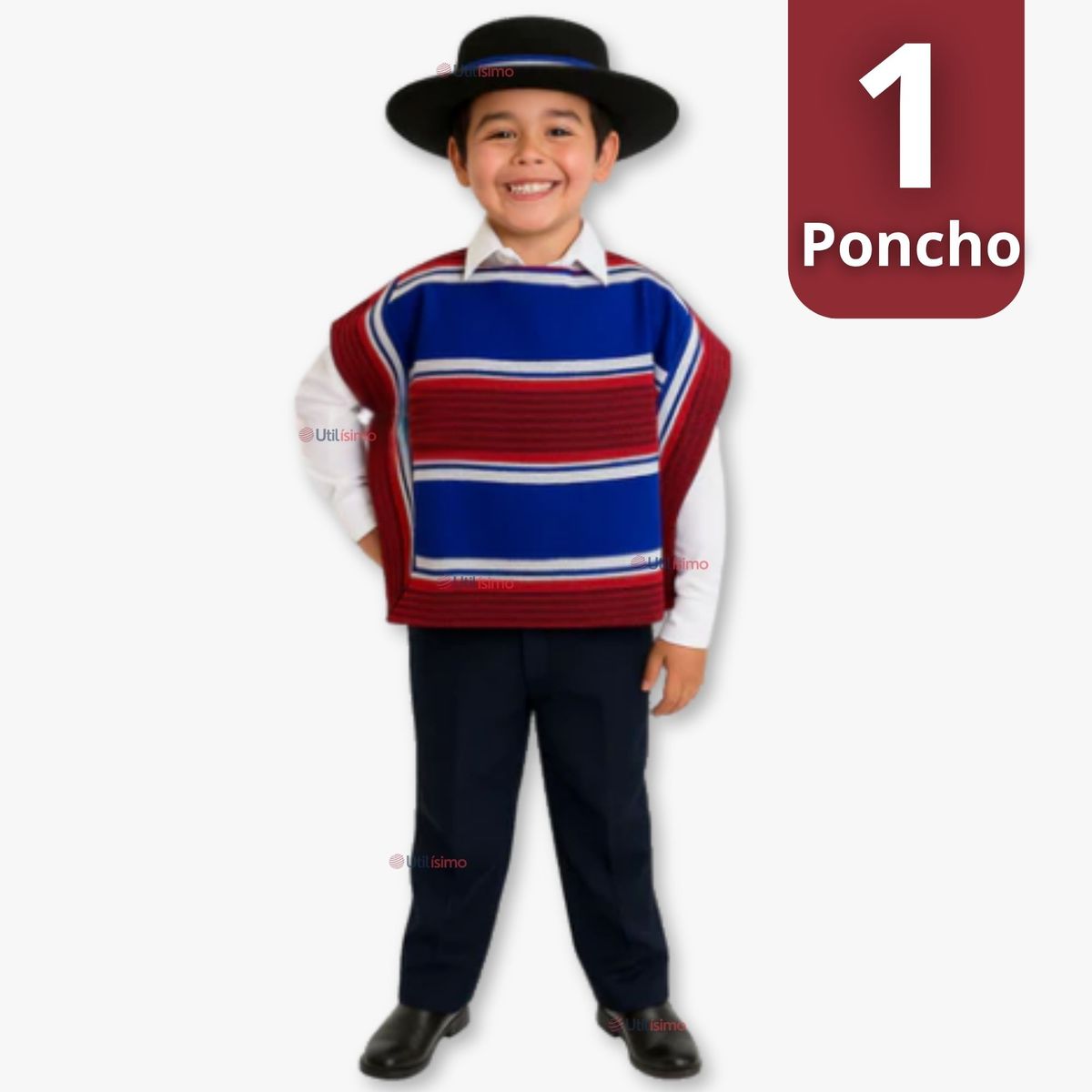 UTILISIMO - Poncho Manta Huaso Cueca Fiestas Patrias Para Niños