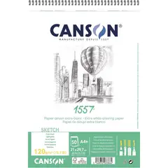 CANSON - Croquera Dibujo 1557 120gr 50hjs Extra Blanco A4