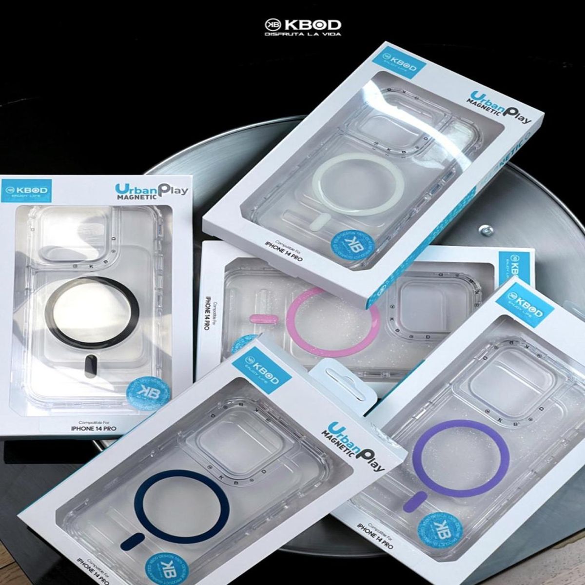 KBOD - Carcasa 360 Transparent Magnetic Kbod Urban Play Para iPhone 15 Pro Max Azul