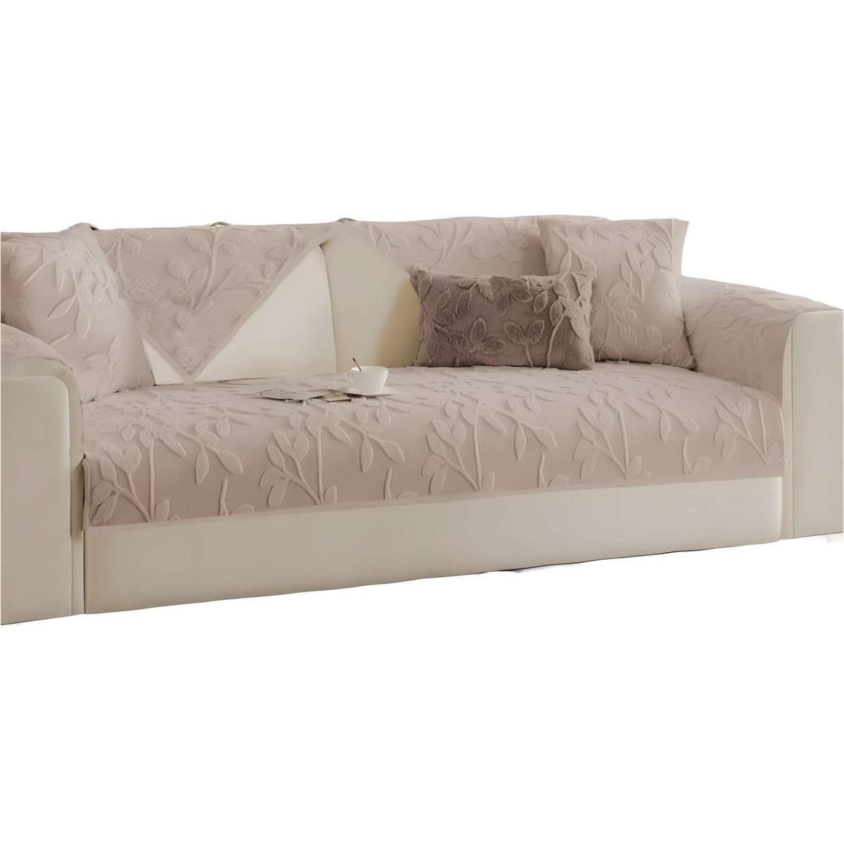 GENERICO - PACK DE 5 FUNDAS PARA SOFA CON DISEÑO H3 BEIGE