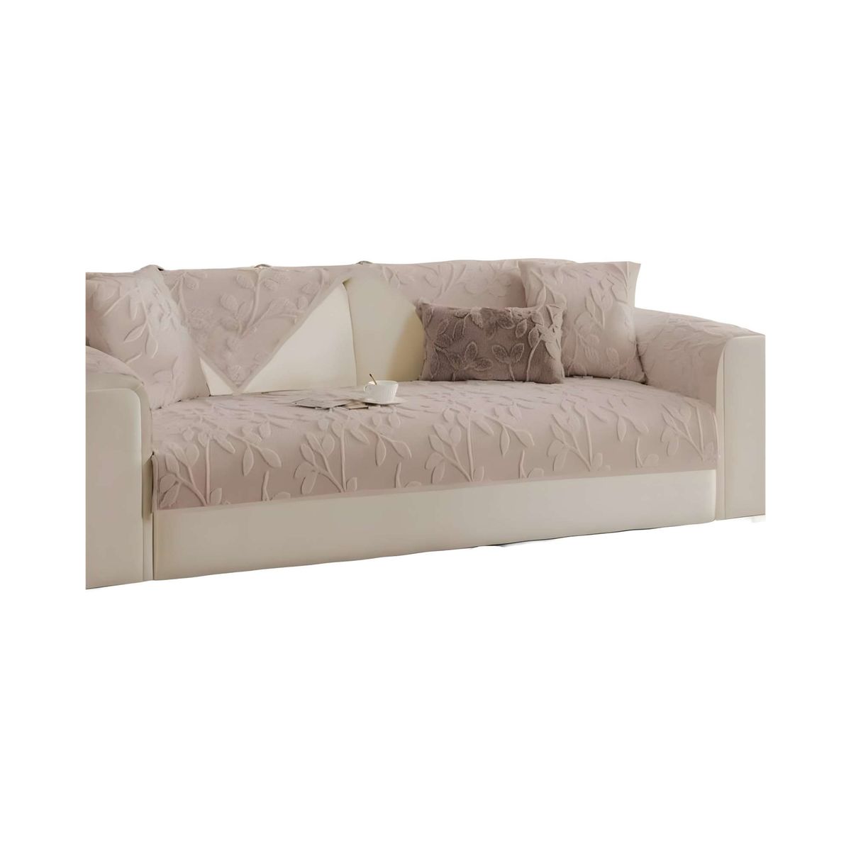 GENERICO - PACK DE 5 FUNDAS PARA SOFA CON DISEÑO H3 BEIGE