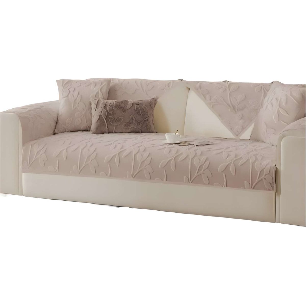 GENERICO - PACK DE 5 FUNDAS PARA SOFA CON DISEÑO H3 BEIGE