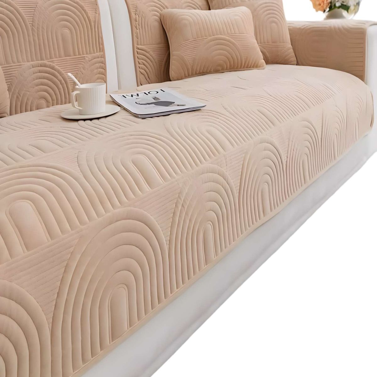 GENERICO - PACK DE 5 FUNDAS PARA SOFA CON DISEÑO J1 BEIGE