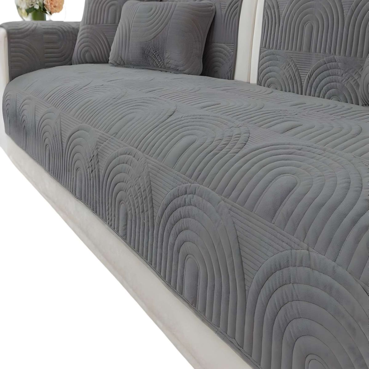 GENERICO - PACK DE 5 FUNDAS PARA SOFA CON DISEÑO J3 GRIS