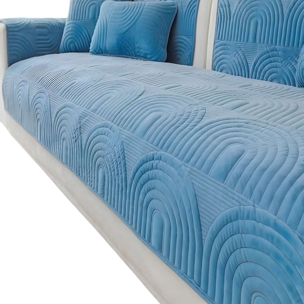 GENERICO - PACK DE 5 FUNDAS PARA SOFA CON DISEÑO J4 CELESTE