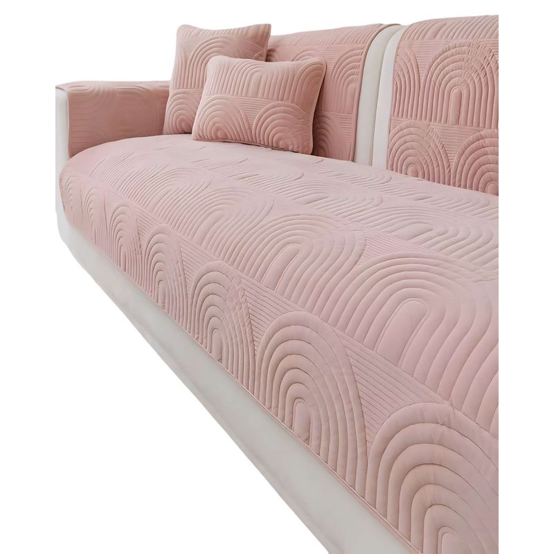 GENERICO - PACK DE 5 FUNDAS PARA SOFA CON DISEÑO J5 ROSA