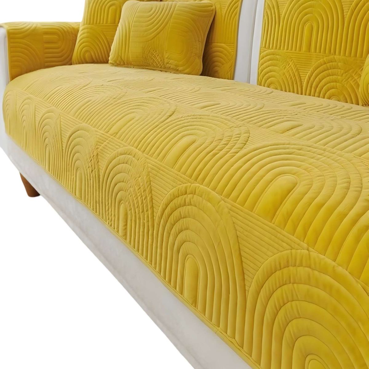 GENERICO - PACK DE 5 FUNDAS PARA SOFA CON DISEÑO J6 AMARILLO