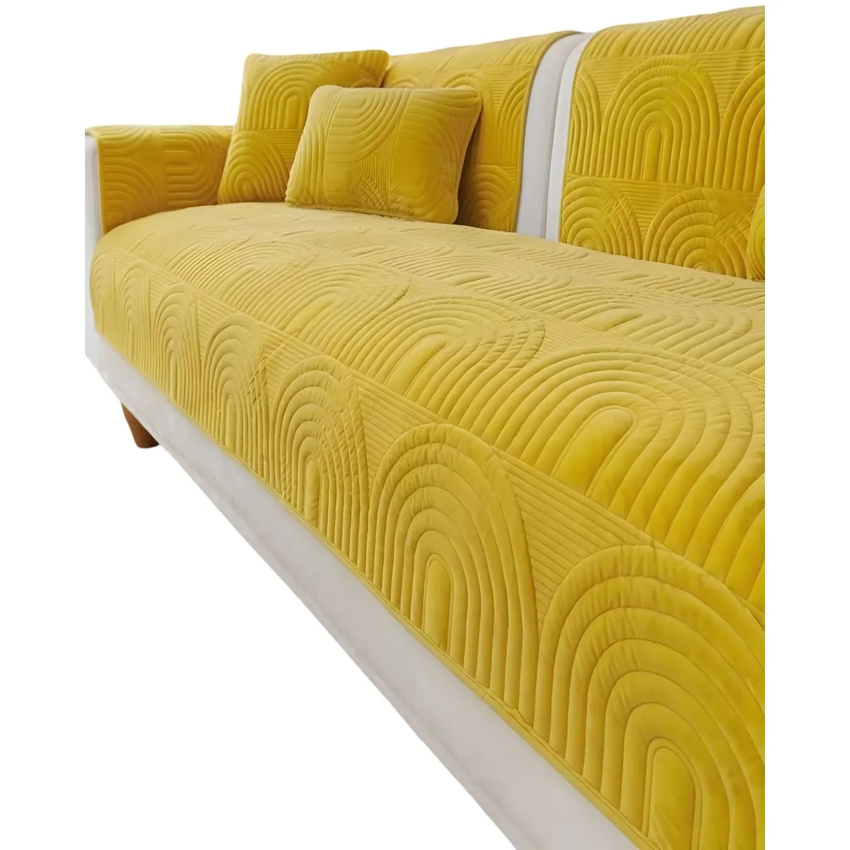 GENERICO - PACK DE 5 FUNDAS PARA SOFA CON DISEÑO J6 AMARILLO