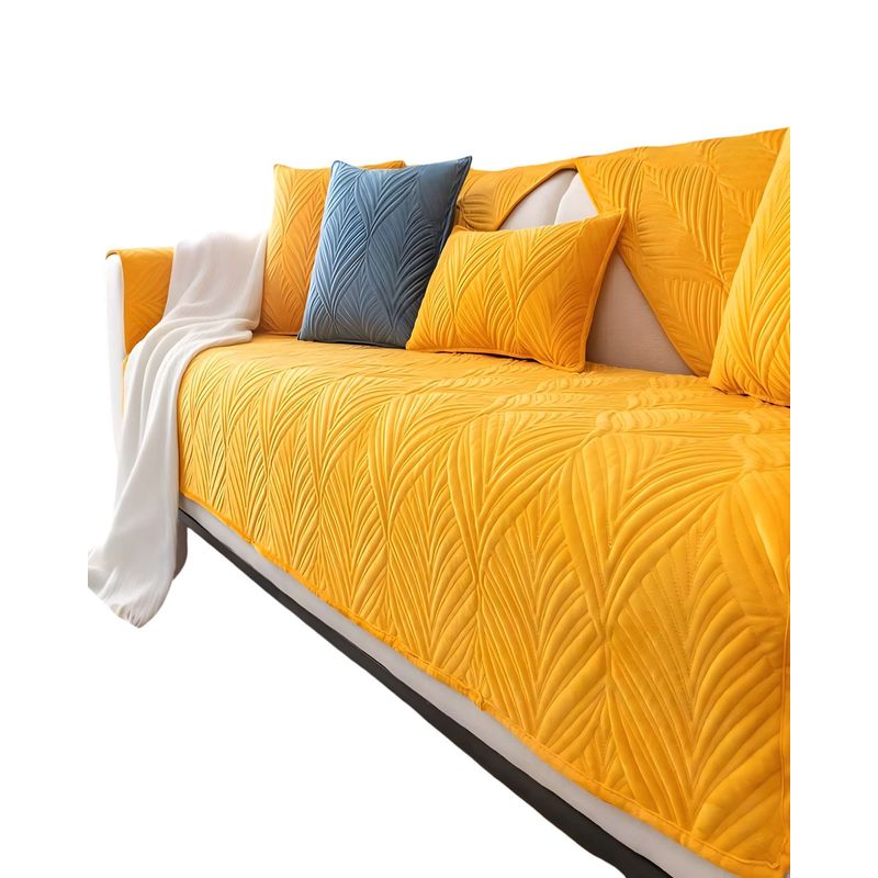 GENERICO - PACK DE 5 FUNDAS PARA SOFA CON DISEÑO G5 AMARILLO