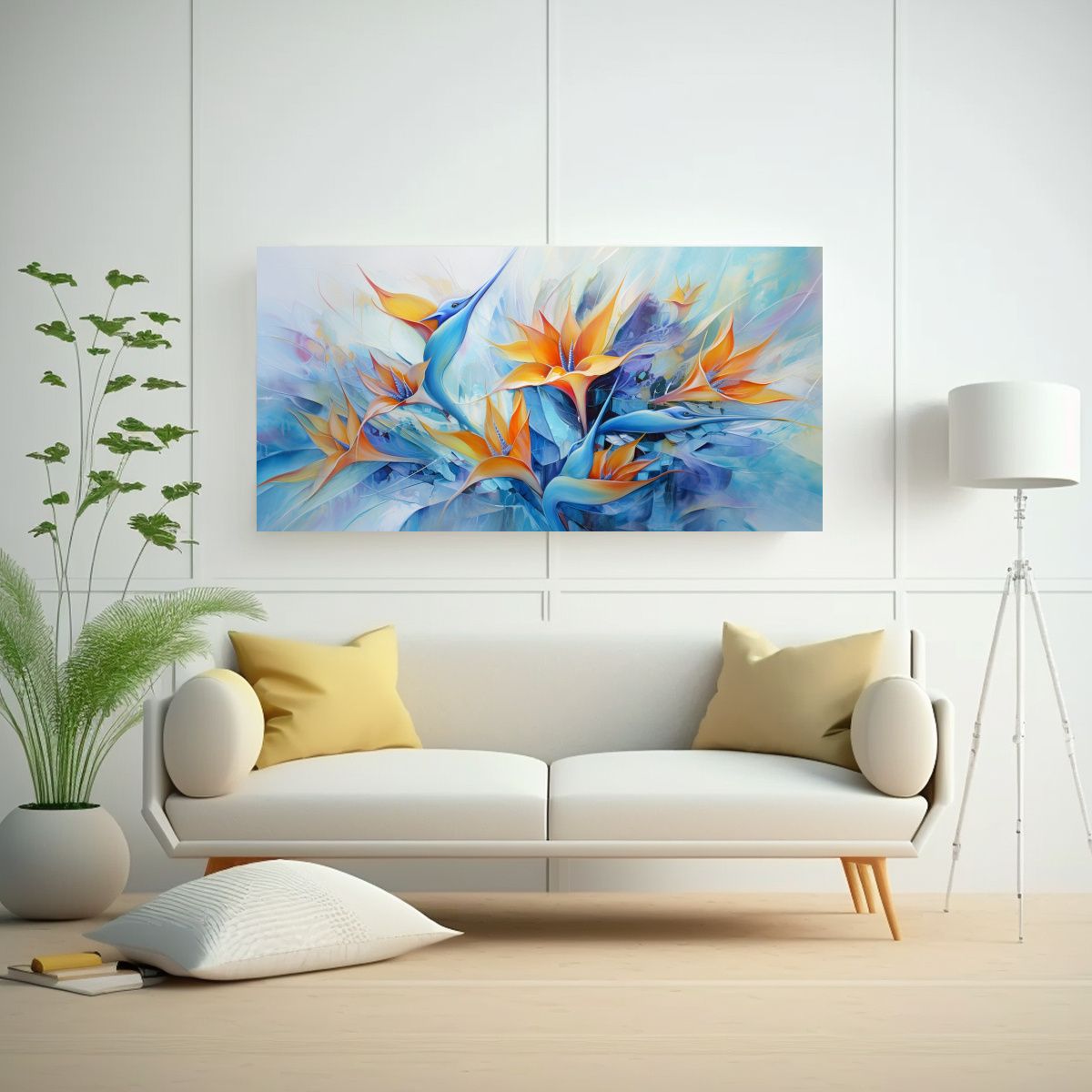 GENERICO - Pintura Abstracta De Aves Del Paraíso En Colores 60x30 Cm