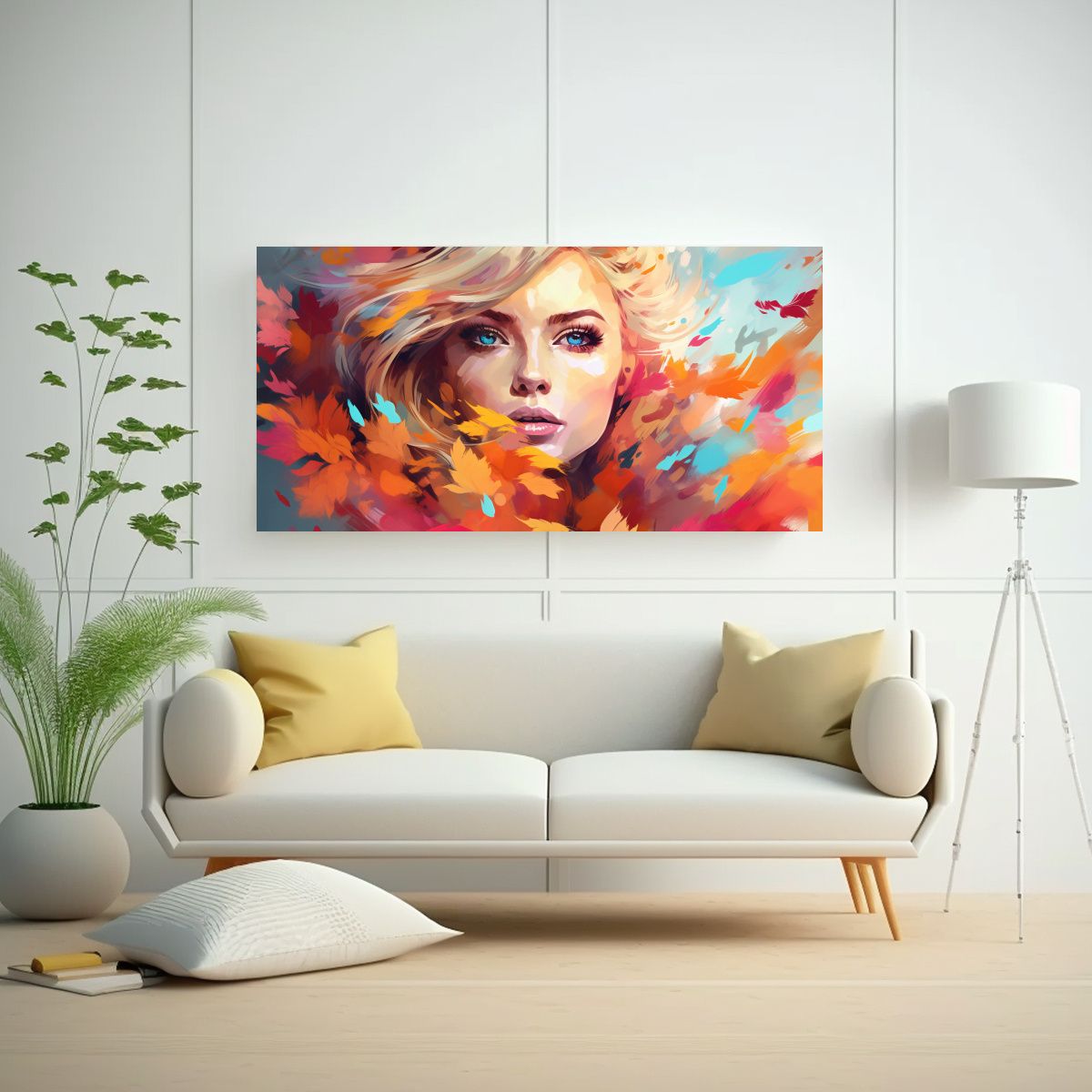 GENERICO - Cuadro Salón Otoño Con Colores Neo Pop Art 60x30 Cm