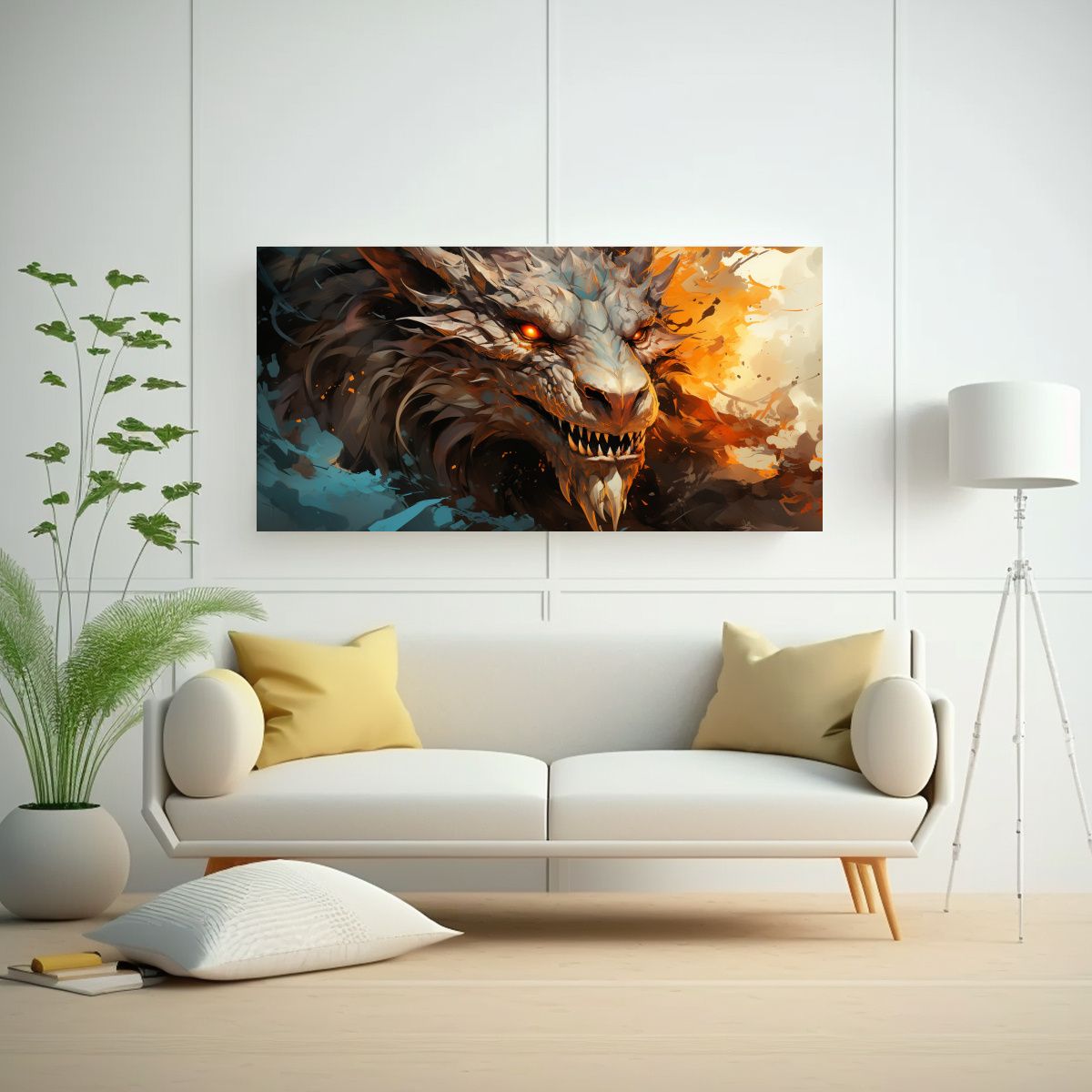 GENERICO - Pintura Espectacular Para Habitación Con Dragón 80x40 Cm