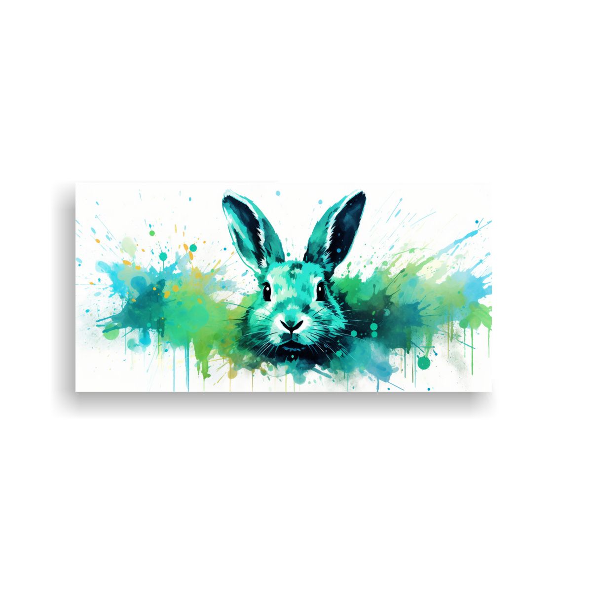 GENERICO - Cuadro De Pared Tematica Conejo En Colores Verde 60x30 Cm