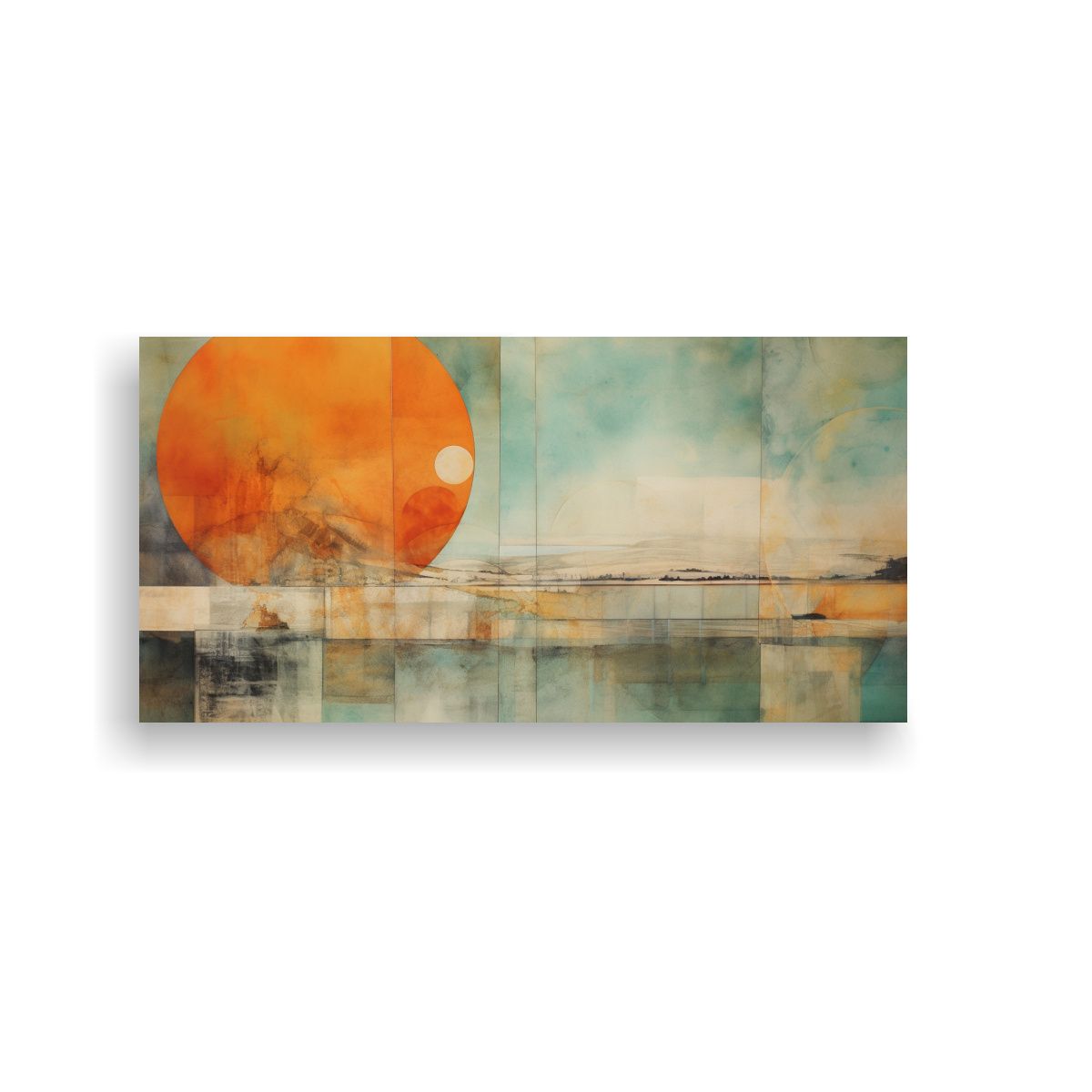 GENERICO - Cuadro Tela Canvas Clasico Naranja Turquesa Y 100x50 Cm