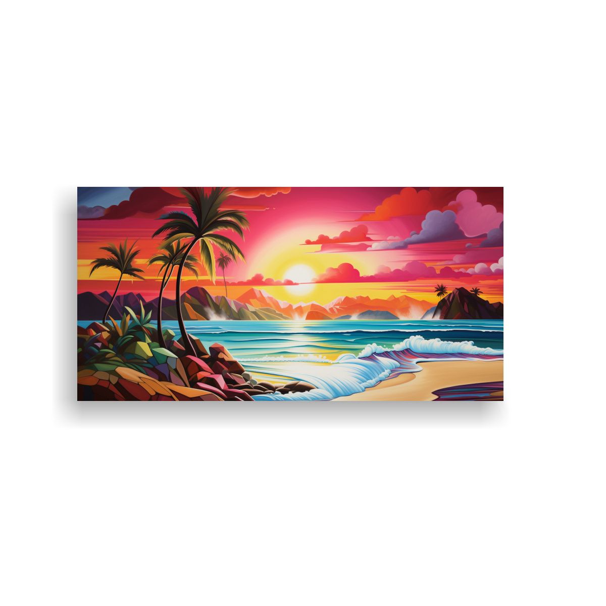 GENERICO - Cuadro Abstracto Playa Tropical Con Temática 100x50 Cm