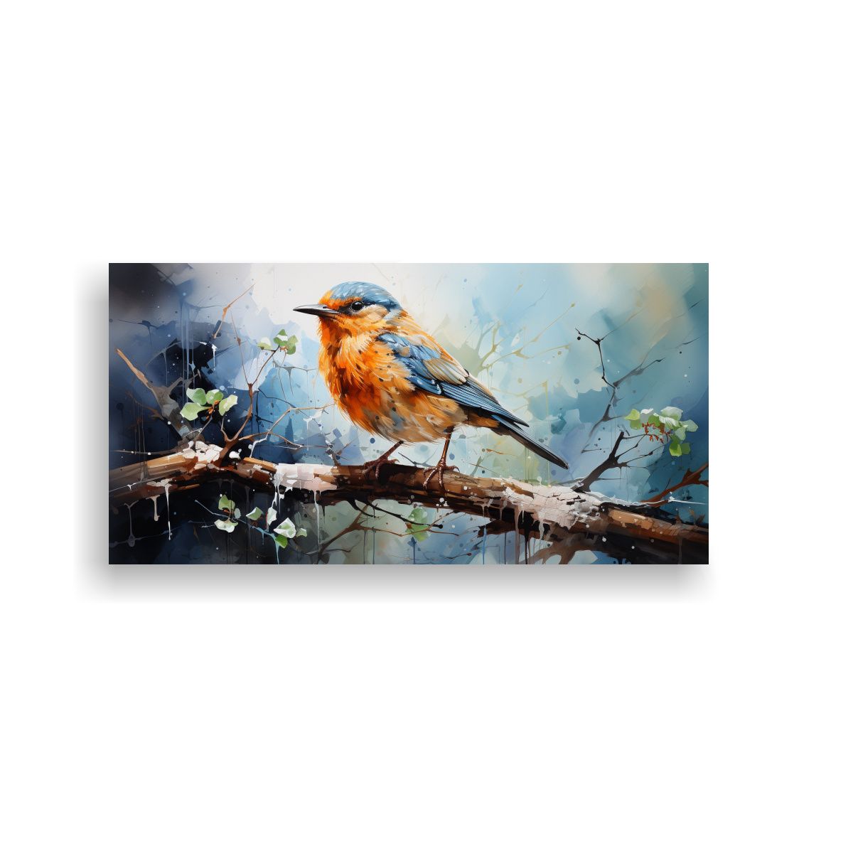 GENERICO - Cuadro Lienzo Tela Composición Dinámica Zorzal 60x30 Cm