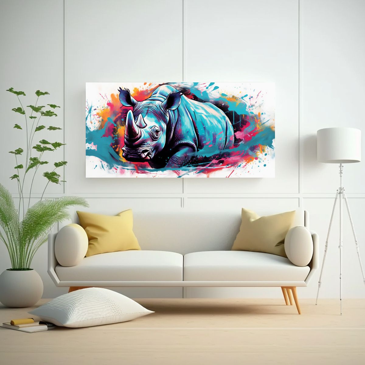 GENERICO - Pinturas Abstractas Rinoceronte En Colores 100x50 Cm