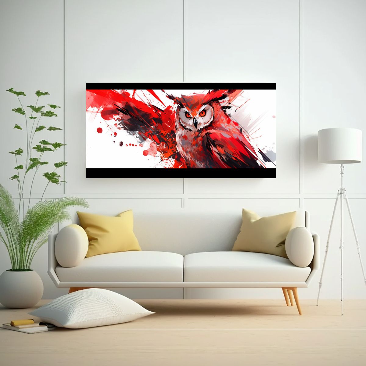 GENERICO - Pintura Decorativa De Búho Rojo En Arte 60x30 Cm