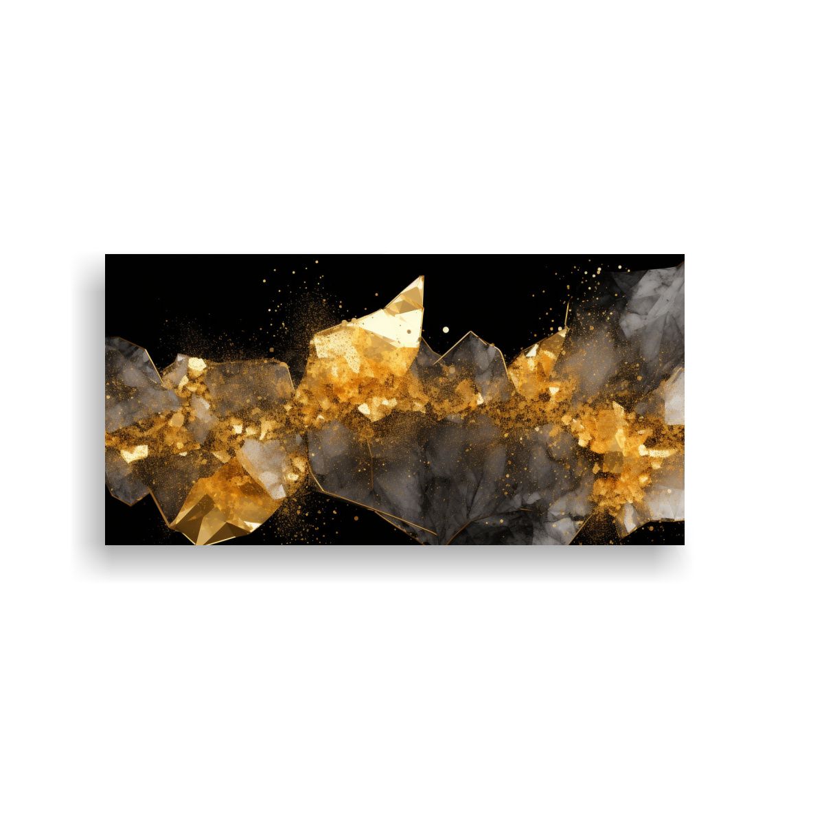 GENERICO - Cuadro Abstracto Combinación Negra Y Dorada En 80x40 Cm