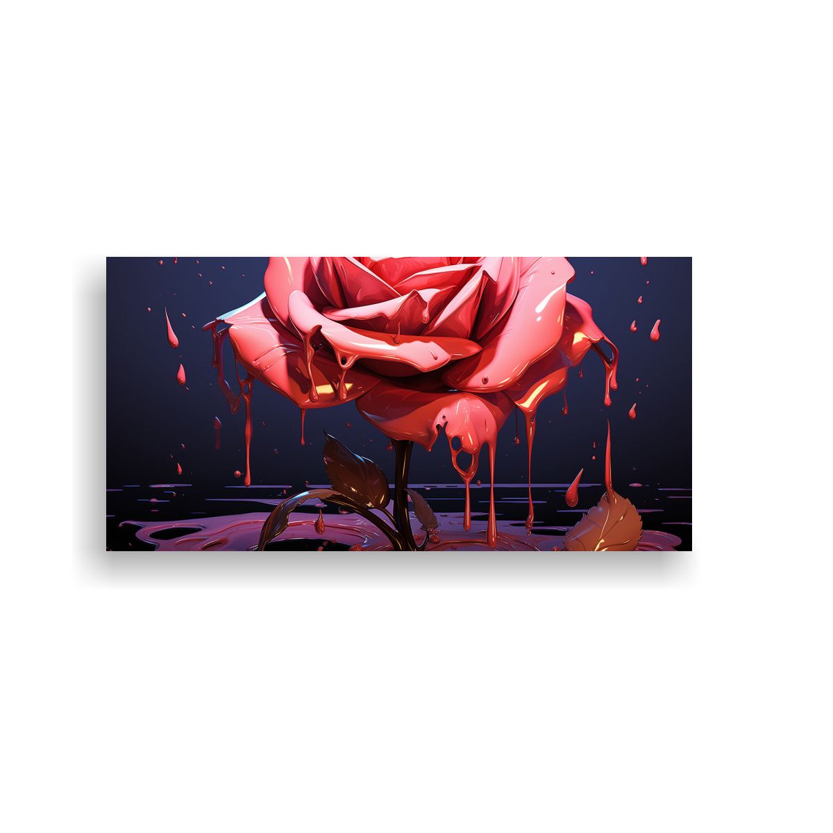 GENERICO - Cuadro Abstracto Negro Estilo Plano Rosas 100x50 Cm