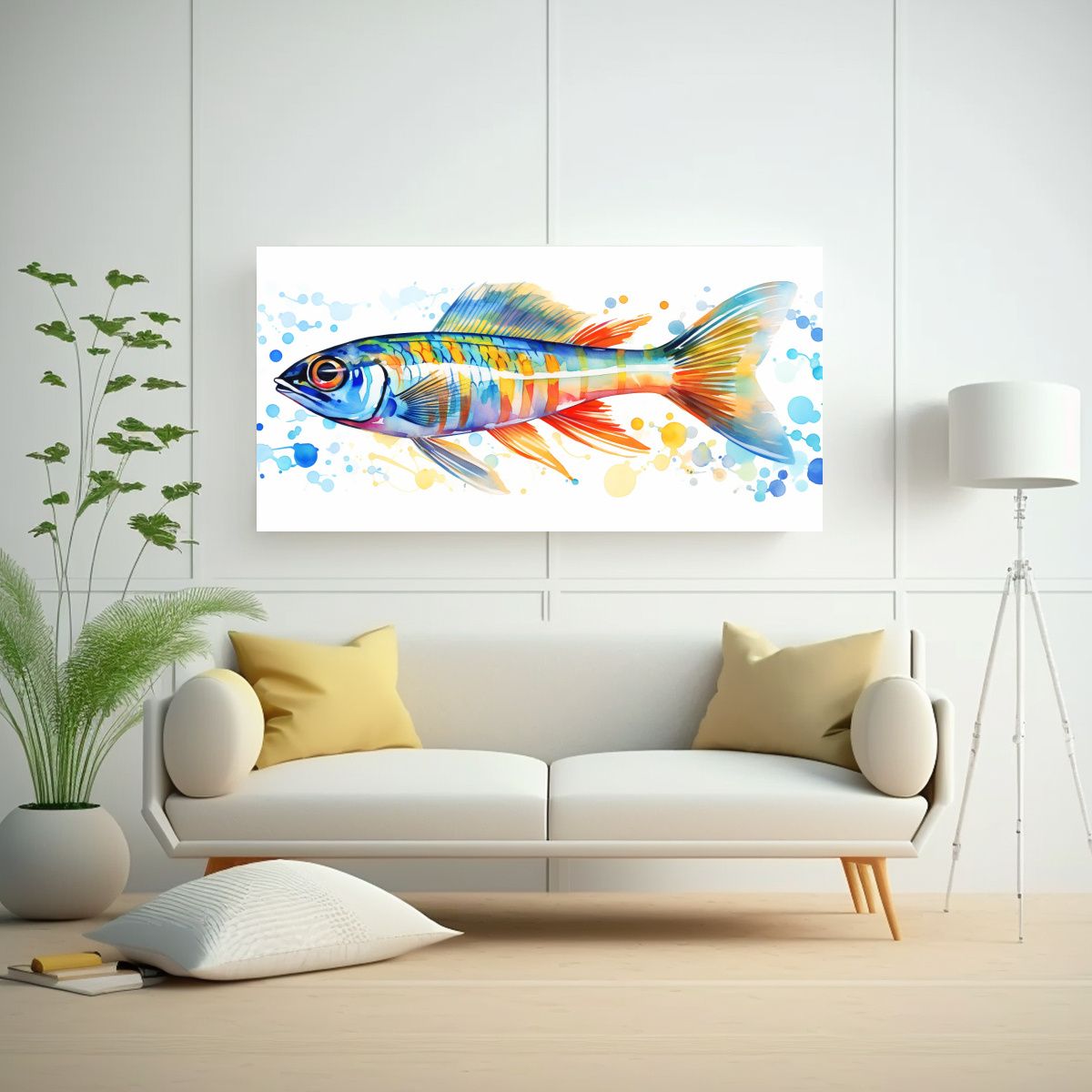 GENERICO - Pinturas Acuarela Coloridas Estilo Zebrafish En 80x40 Cm