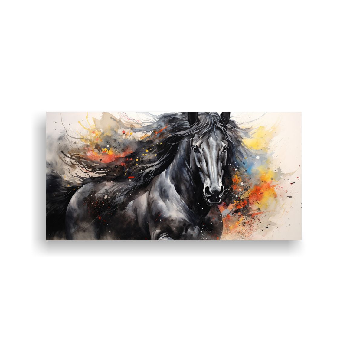 GENERICO - Pintura Estilo Acuarela Colorida De Un Caballo 100x50 Cm