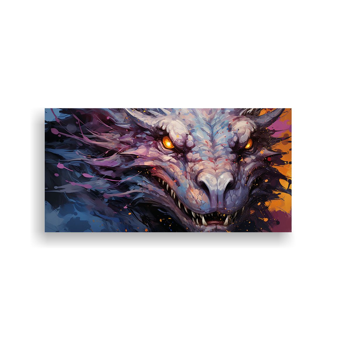GENERICO - Cuadro Pop Art De Dragón En Morado Y Oro 80x40 Cm