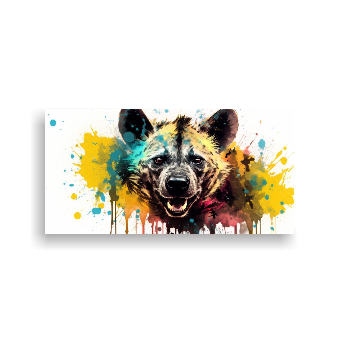 GENERICO - Pintura De Hyena En Acuarelas Con Diseño Lineal 80x40 Cm