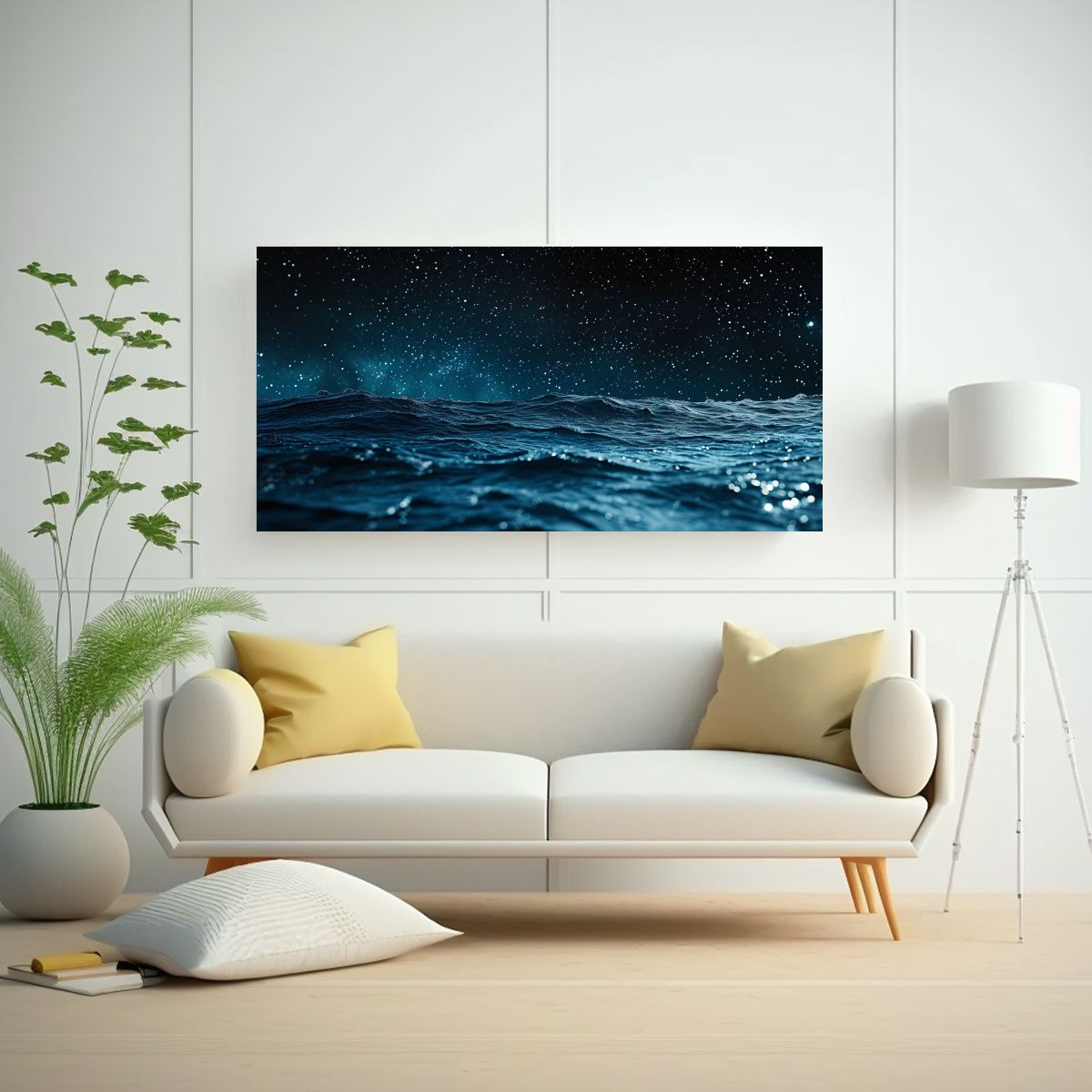 GENERICO - Cuadro De Mar Nocturno En Bastidor Decoración 100x50 Cm