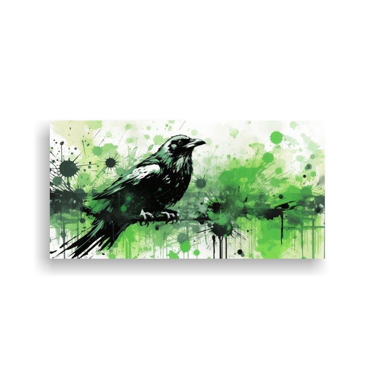 GENERICO - Cuadro Única De Cuervos Y Cornejas En Verde Y 60x30 Cm