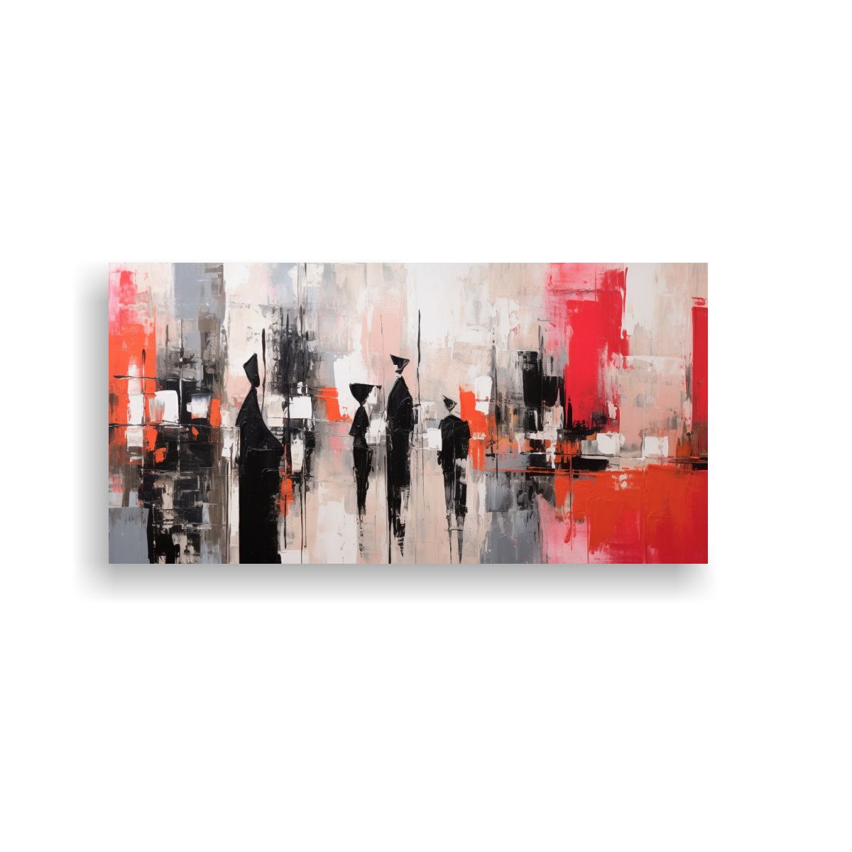 GENERICO - Pintura Abstracta De Una Familia Unida En Una 80x40 Cm