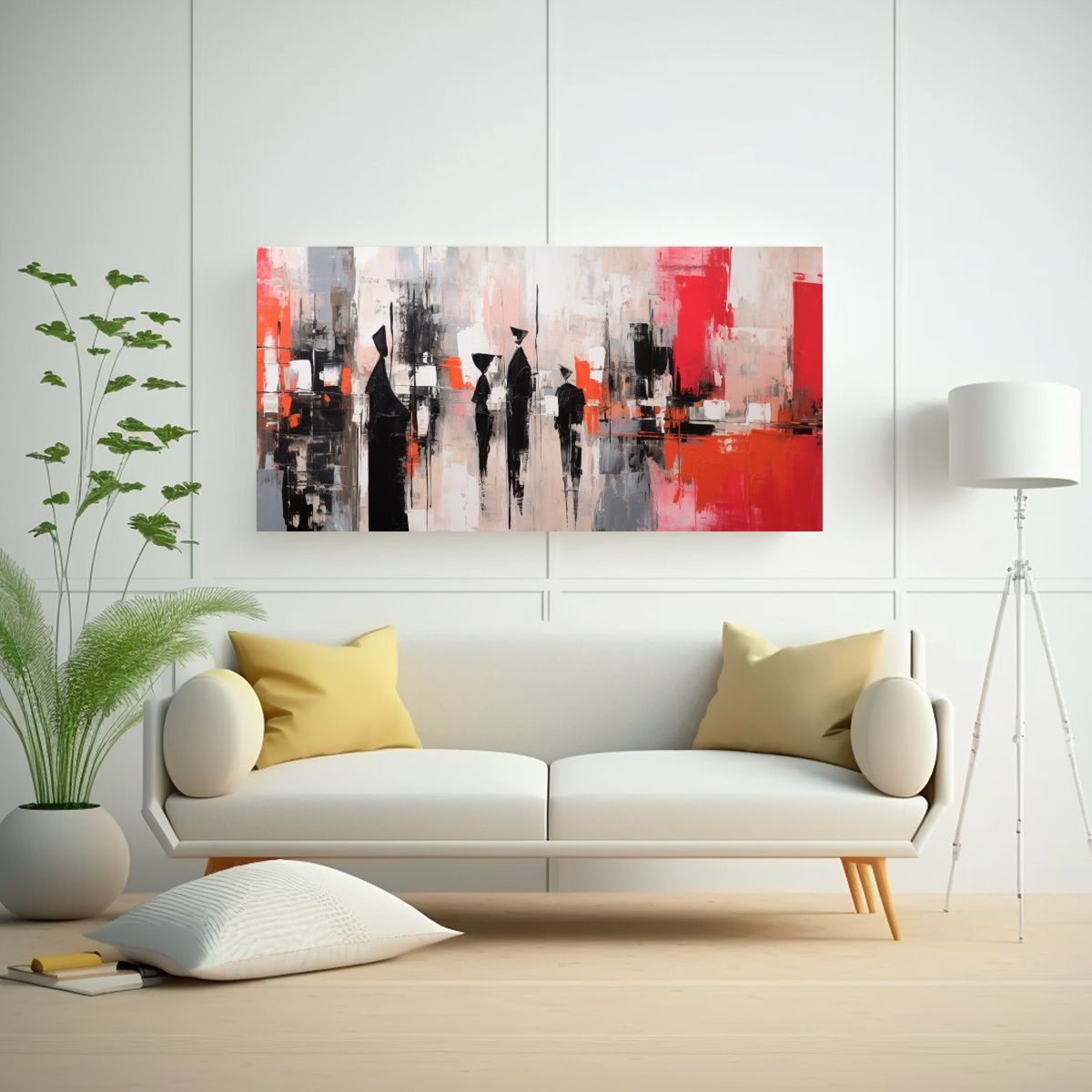 GENERICO - Pintura Abstracta De Una Familia Unida En Una 80x40 Cm