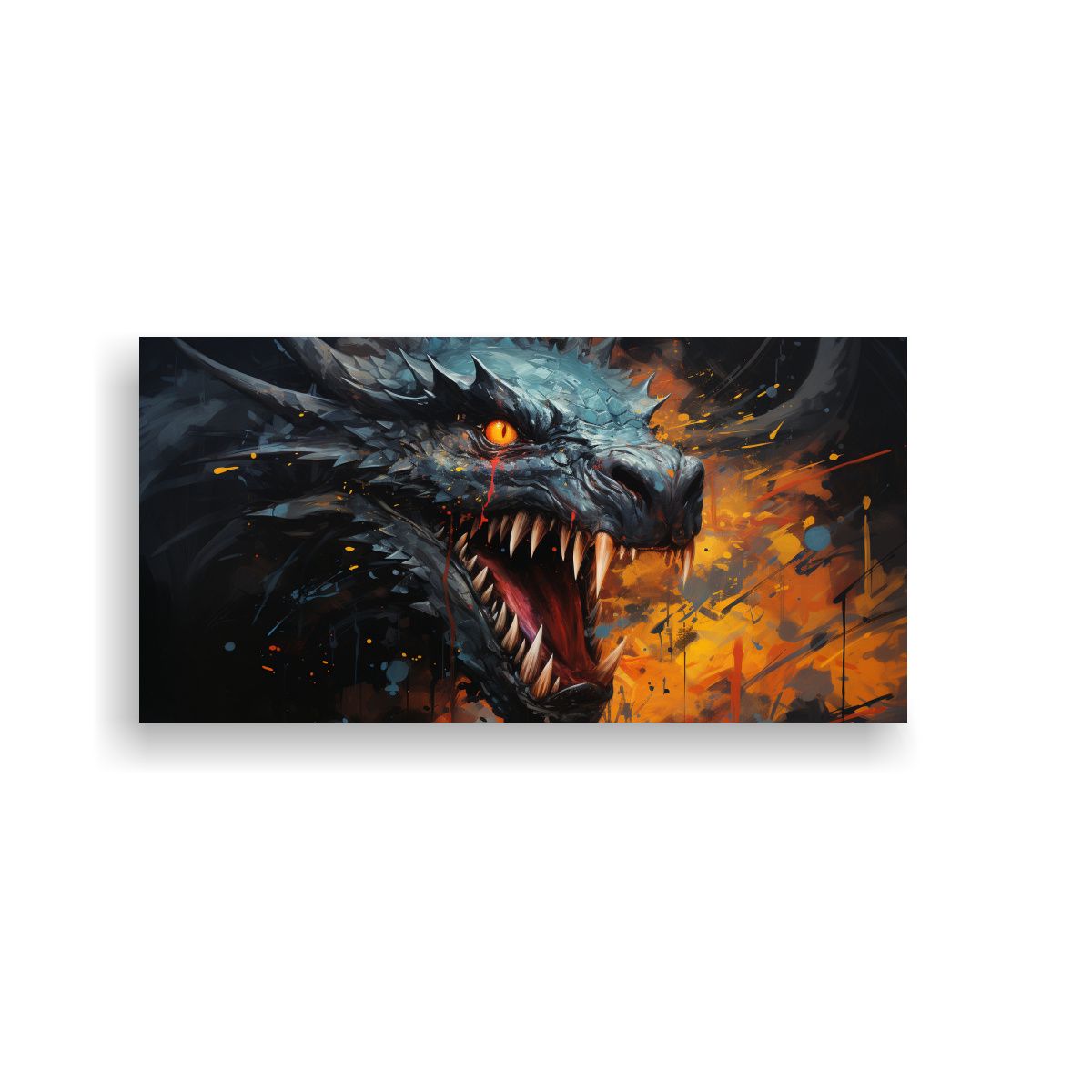 GENERICO - Cuadro Artístico Dragón En Colores Vibrantes Y 60x30 Cm