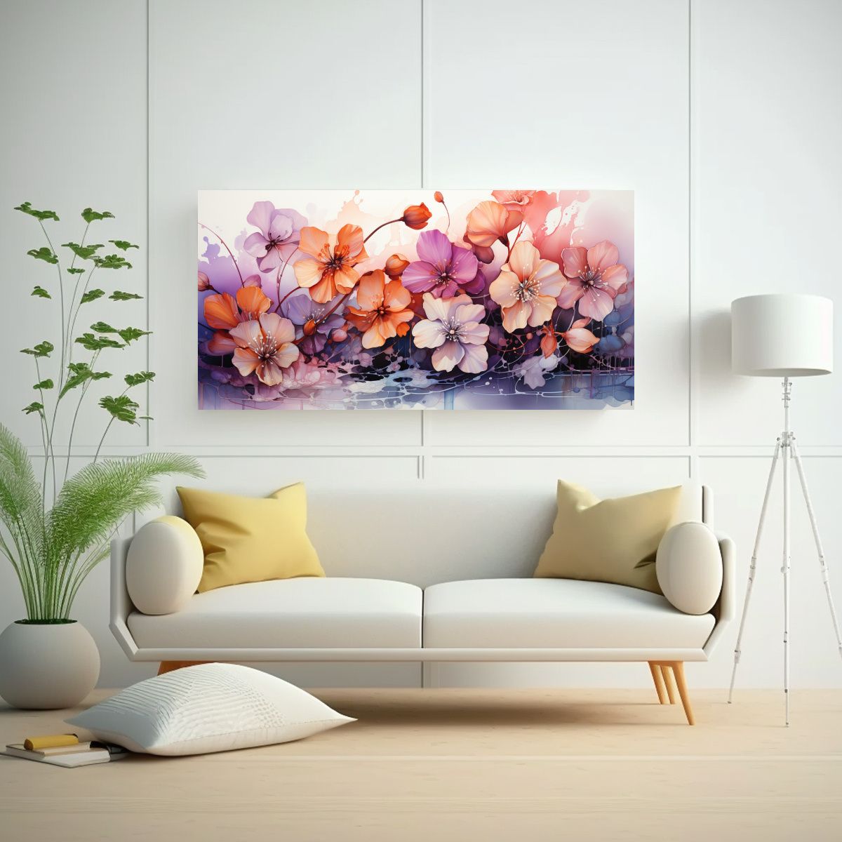 GENERICO - Cuadro De Arte Fino Poder A Flores Violetas 100x50 Cm