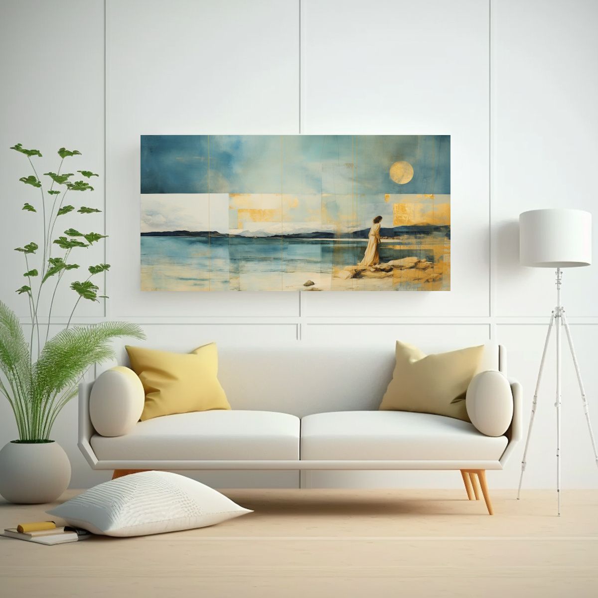 GENERICO - Cuadro Decorativo Resolución Alta En Teal Y Oro 80x40 Cm