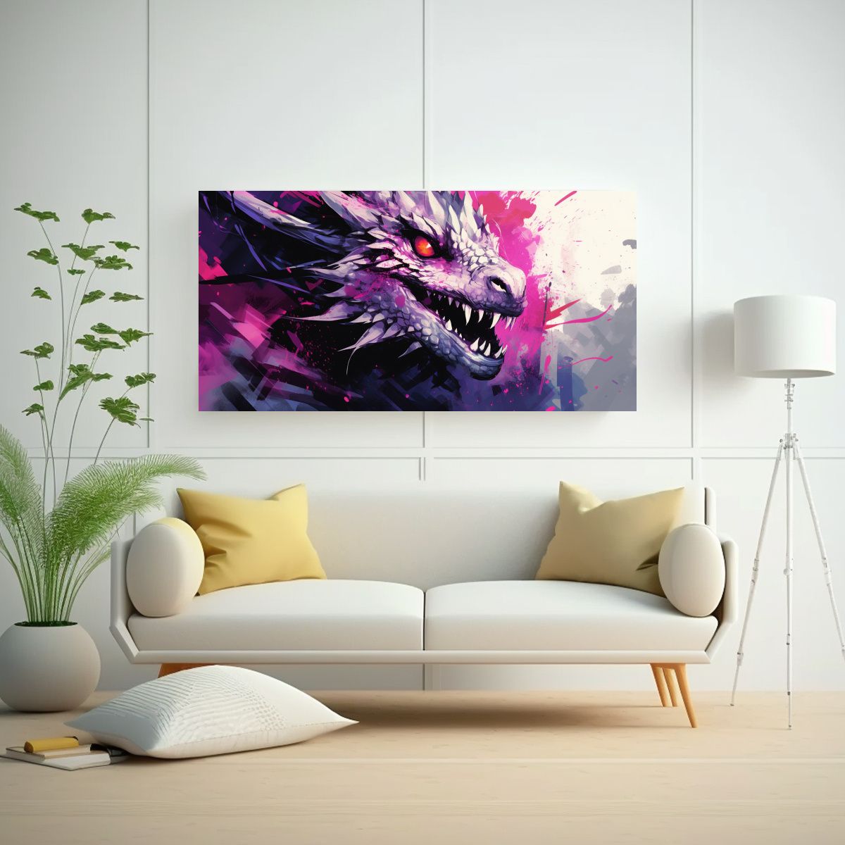 GENERICO - Pintura Decorativa De Dragón En Colores Púrpura 100x50 Cm