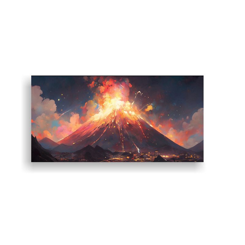 GENERICO - Cuadro Abstracto Exclusivo Volcán Con Arcoíris 80x40 Cm