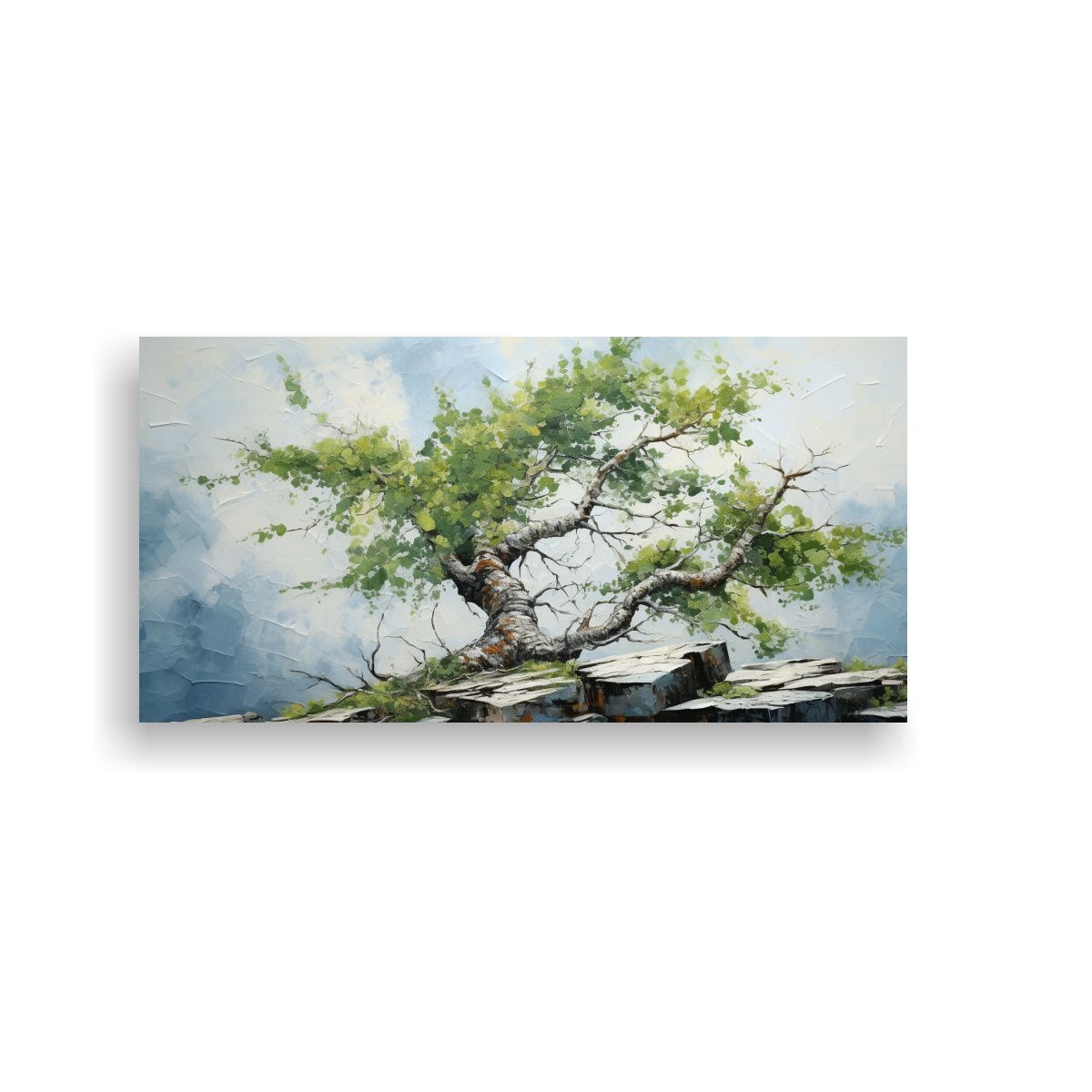 GENERICO - Pintura Abstracta De Bonsái De Abedul Con 80x40 Cm