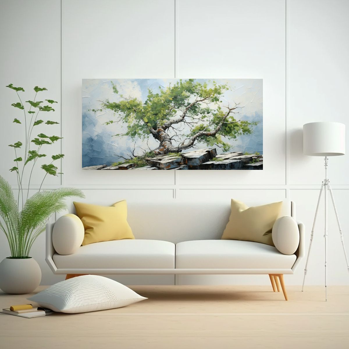 GENERICO - Pintura Abstracta De Bonsái De Abedul Con 80x40 Cm