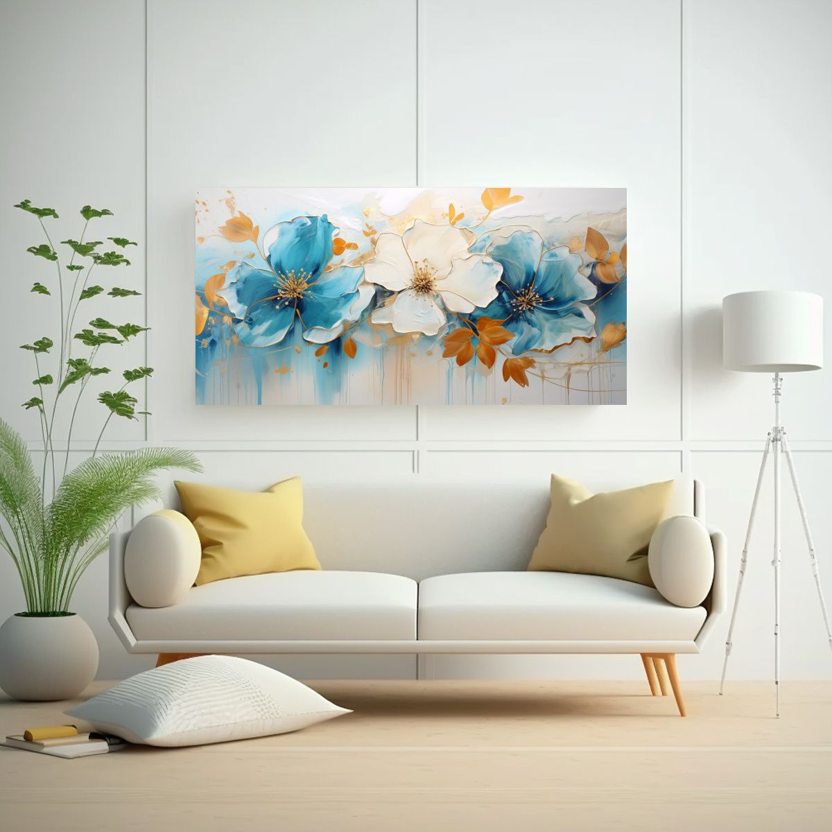 GENERICO - Pintura Abstracta Juvenil En Colores Turquesa Y 100x50 Cm