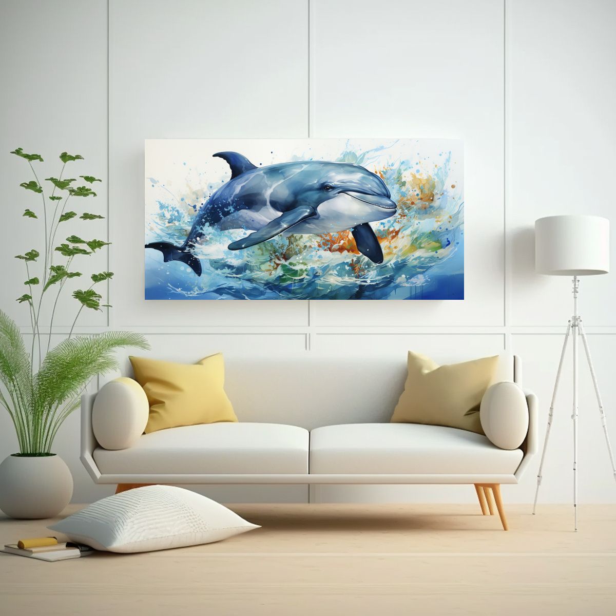 GENERICO - Cuadro Fotografía Pop Art Ballena Beluga Estilo 60x30 Cm