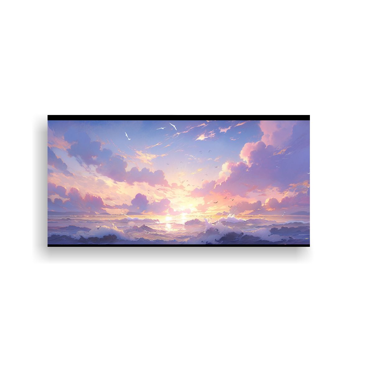 GENERICO - Cuadro Enigmática Mar Y Cielo Púrpuras Pintura 100x50 Cm