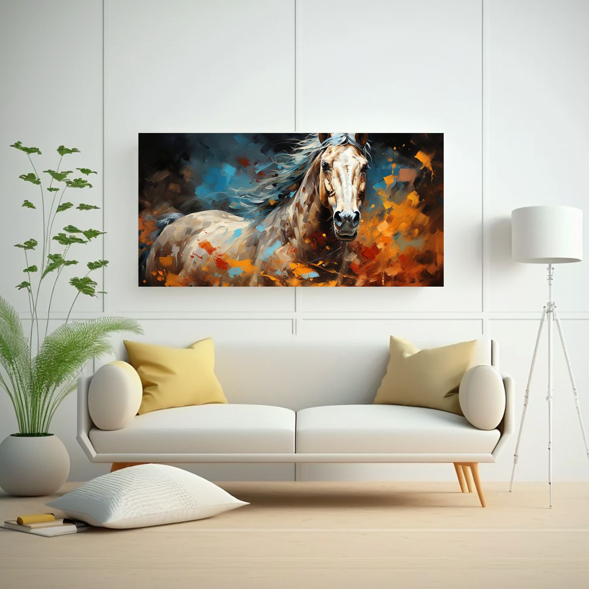 GENERICO - Cuadro Abstracto De Caballo Appaloosa En Estilo 80x40 Cm