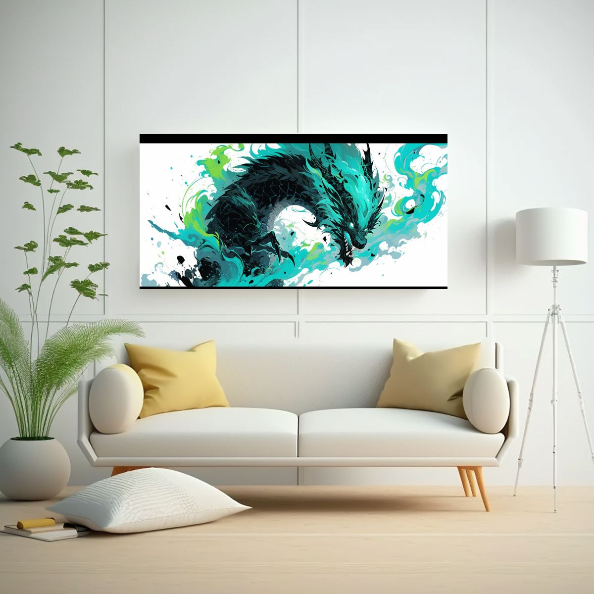 GENERICO - Pinturas Decorativas De Un Dragón En Turquesa Y 80x40 Cm