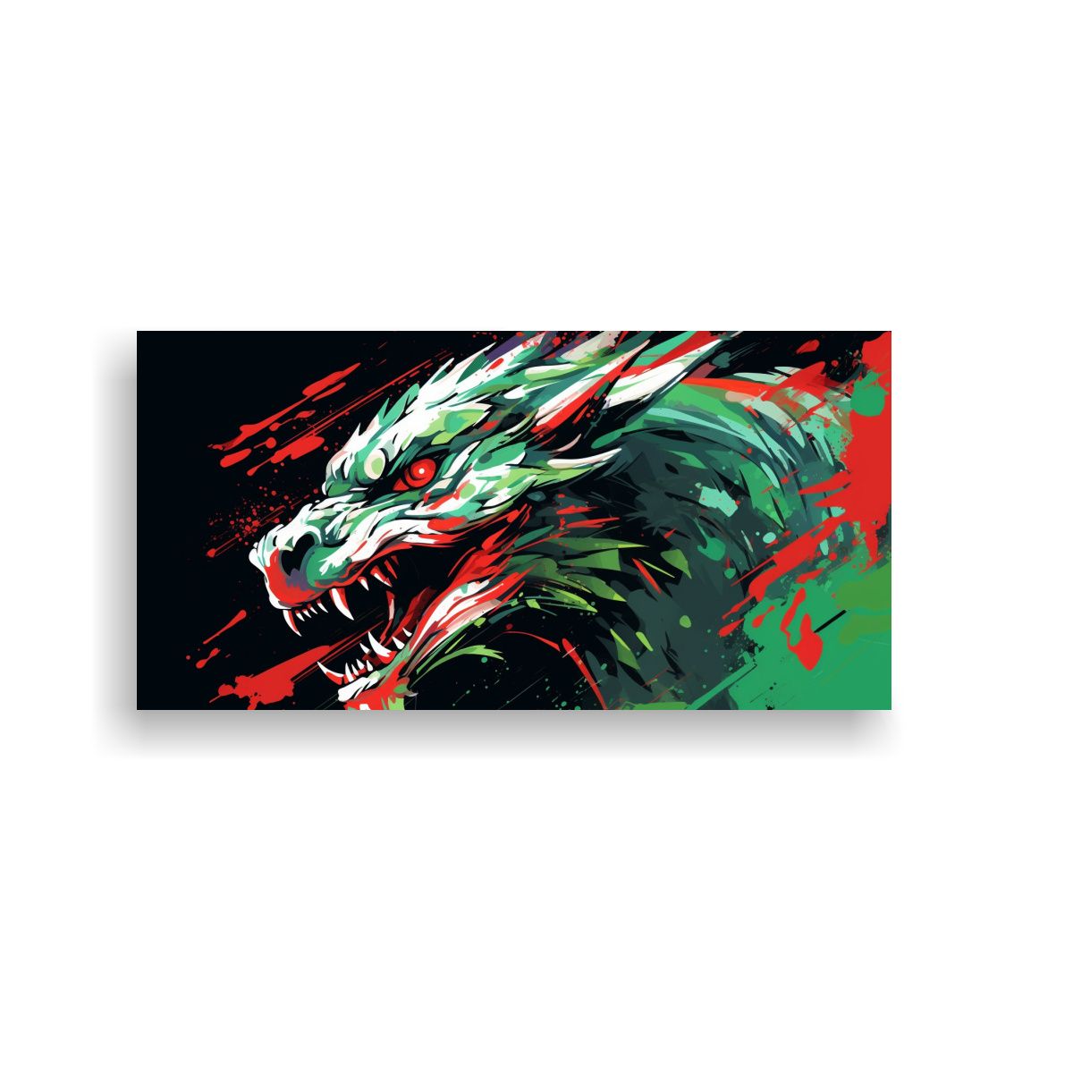 GENERICO - Pinturas Decorativas Modernas Dragón En Verde Y 100x50 Cm.