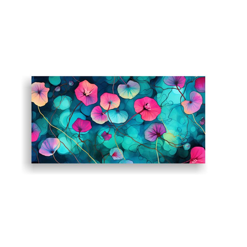 GENERICO - Arte Vanguardia Nasturtium Herbs Turquesa Y Rosa 60x30 Cm