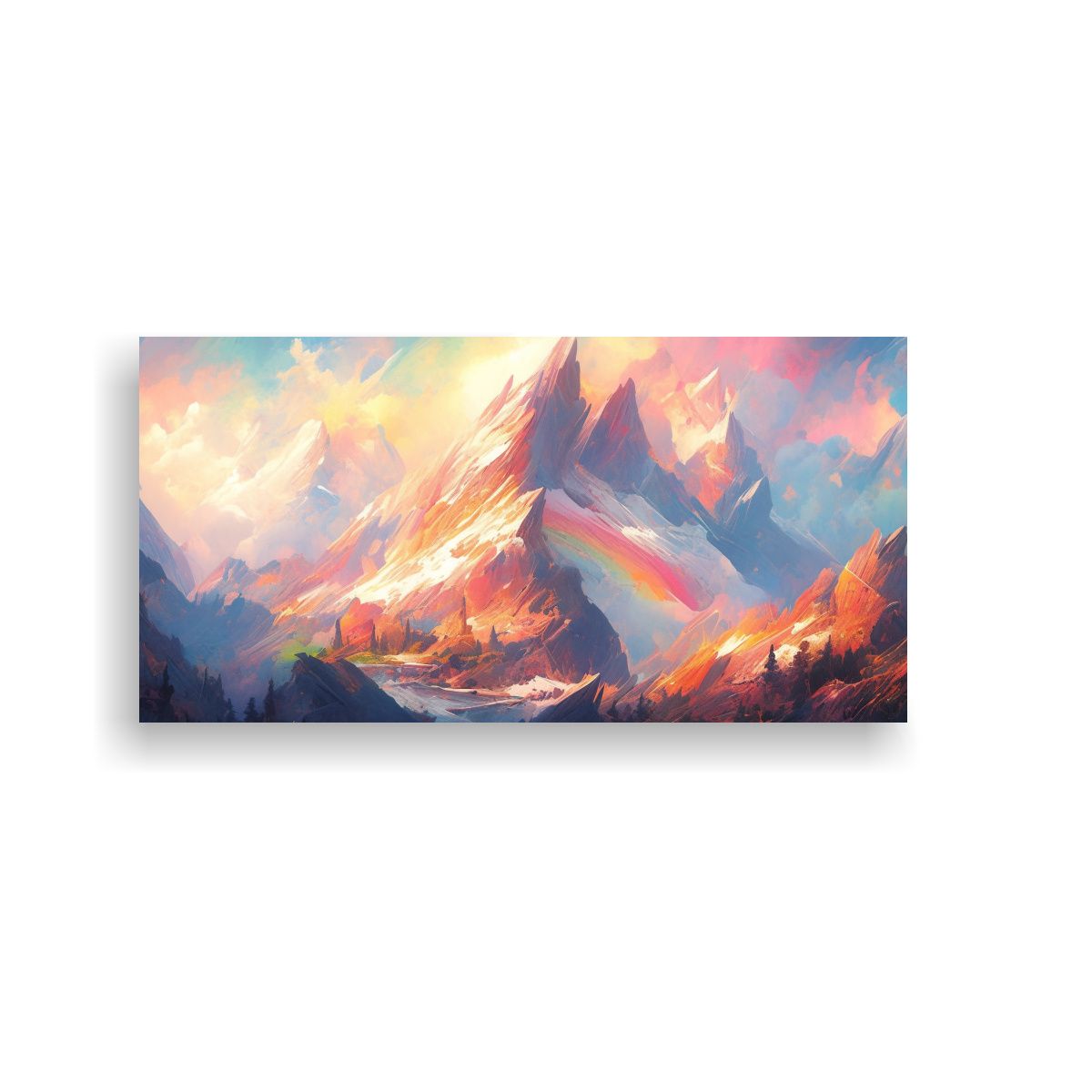 GENERICO - Cuadro Abstracto Montañas Famosas Con Colores 100x50 Cm
